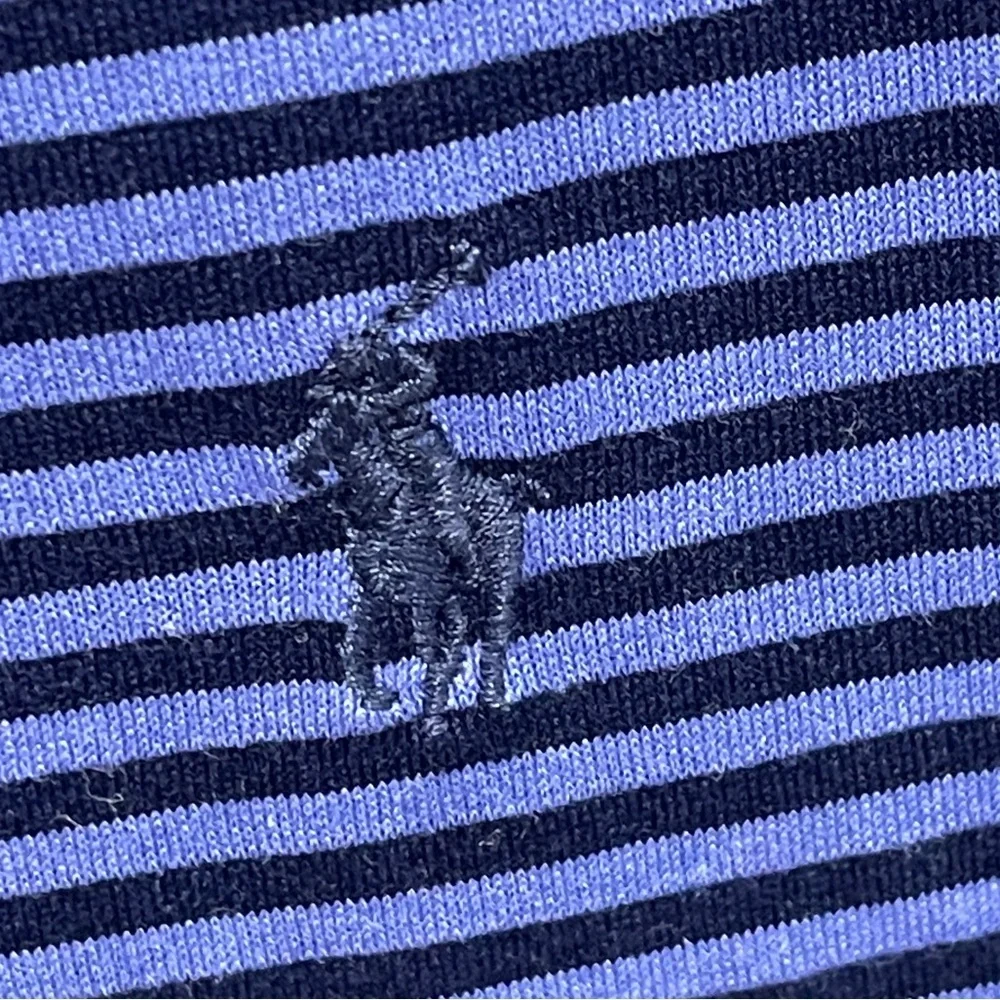 Polo Ralph Lauren 100% Pima Cotton Striped Polo Vintage Size Large Preppy Blue.
